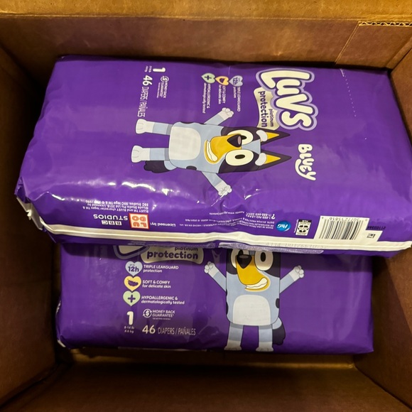 Luvs Diapers Platinum Protection Size 1 Bluey Baby Diaper 46 Count 2 Bags BS4&HB - Picture 2 of 9